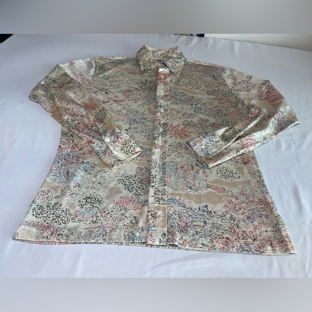 Men's Cream Patterned Shirt - Picture 2 of 13